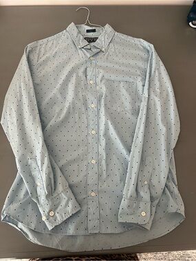 Rye Light Blue Long-Sleeve Button-Down with Navy Dot Print